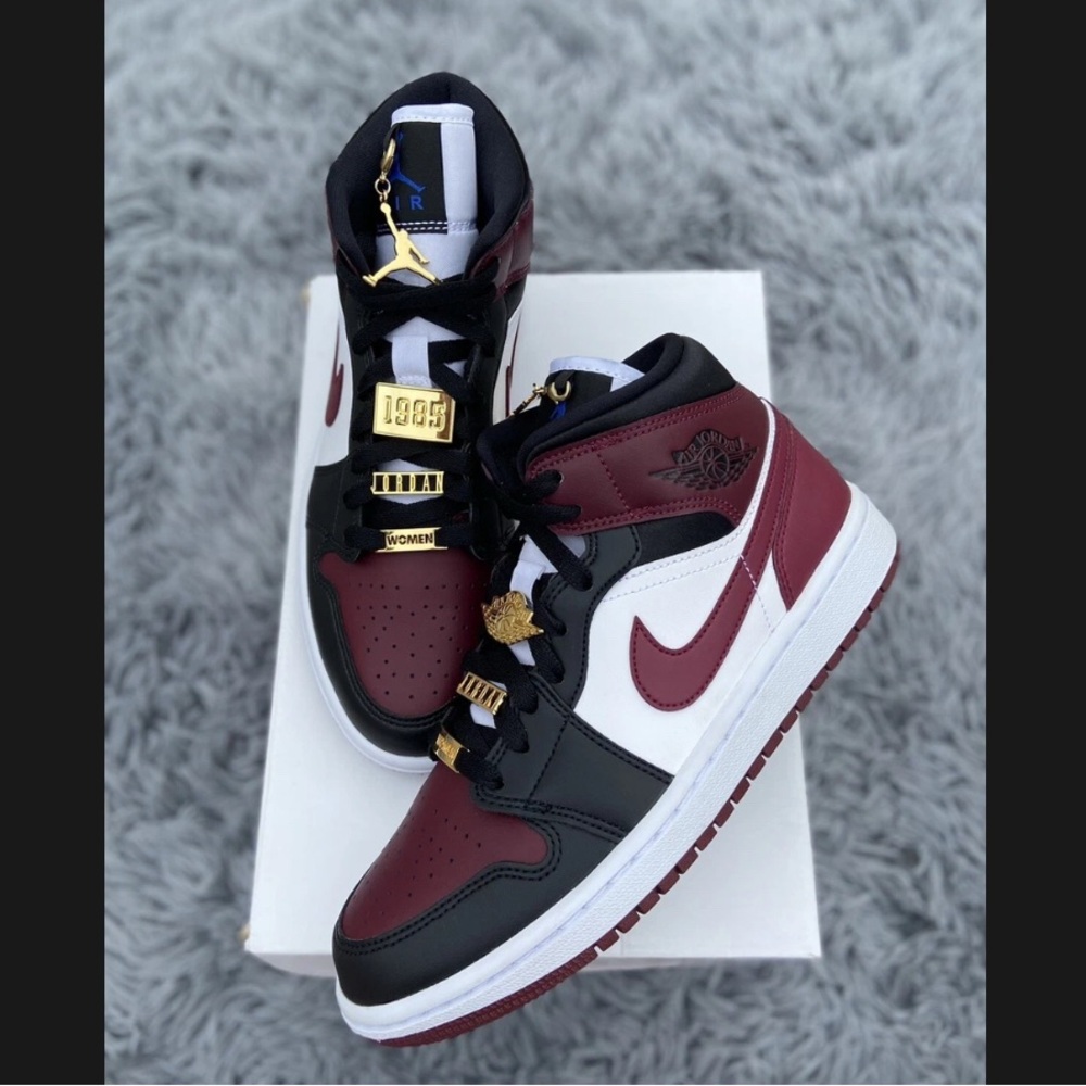 Nike Air Jordan 1 Mid Burgundy Sneakers